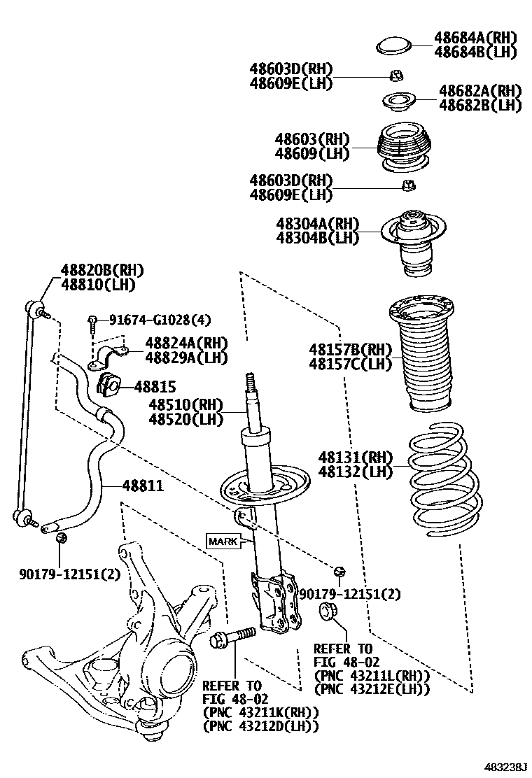 Toyota YARIS Front Spring & Shock Absorber EPC diagram — 483238J