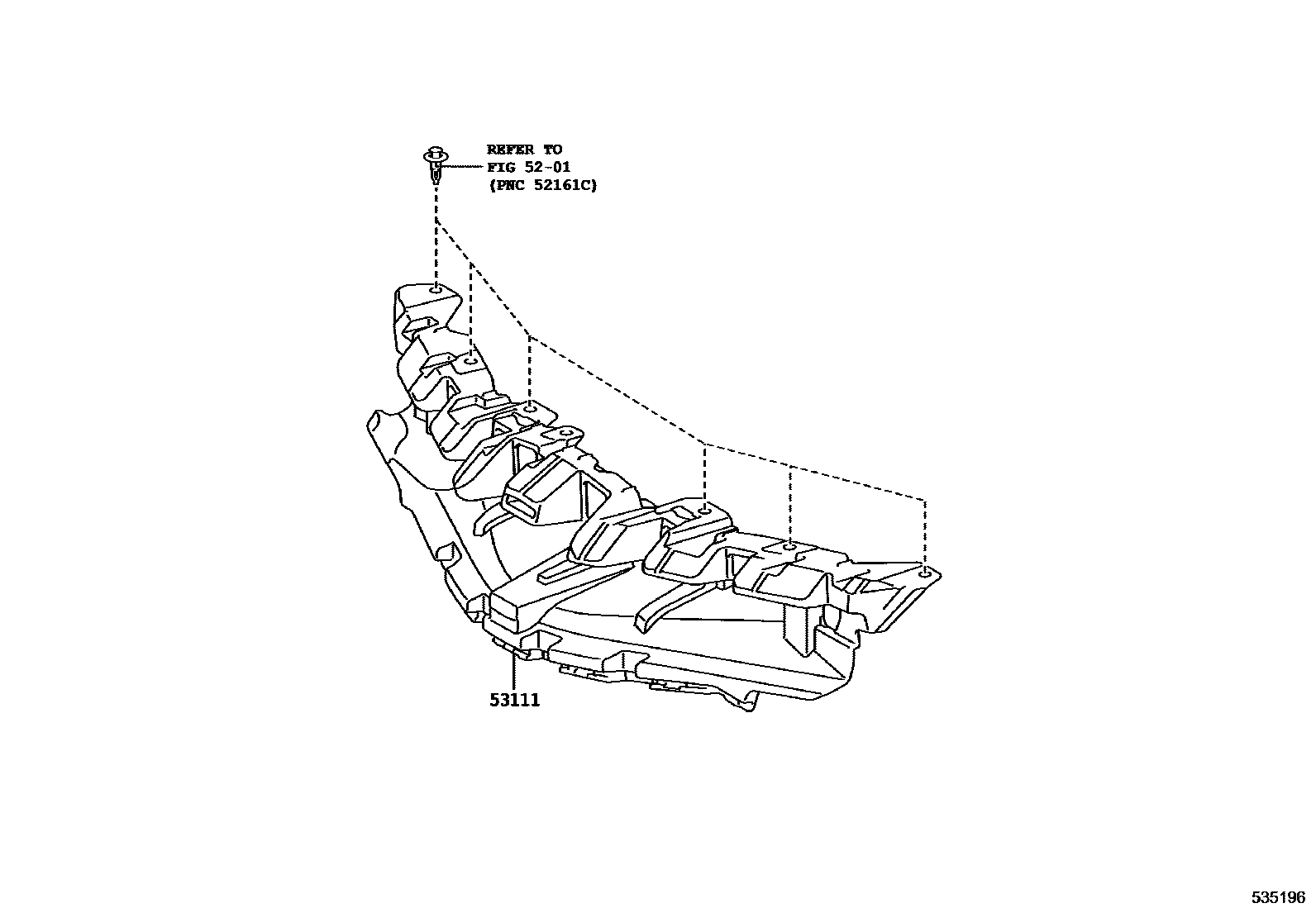 Toyota YARIS radiator grille EPC diagram — 535196