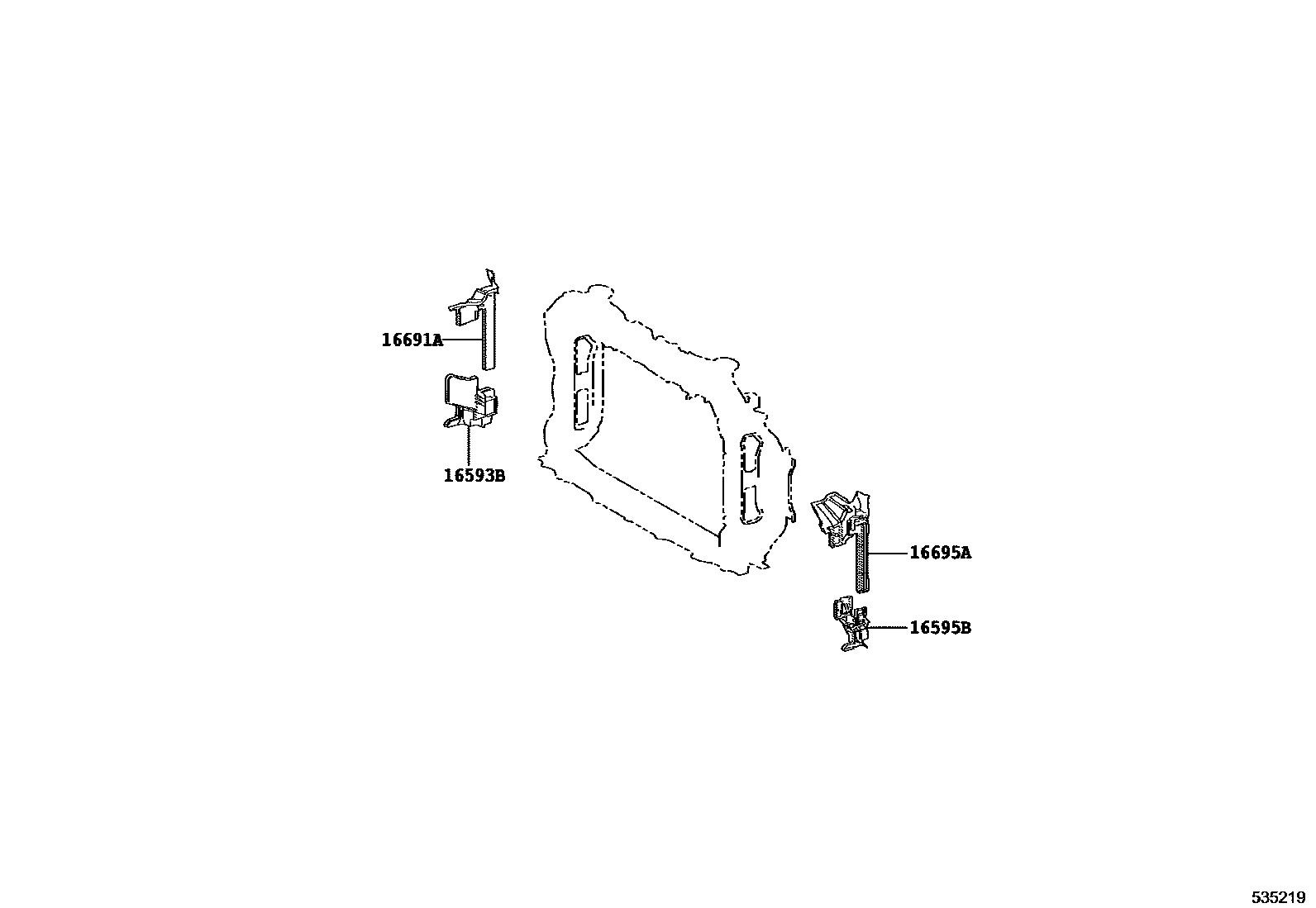 Toyota YARIS 前翼子板挡泥板和前围板 EPC diagram — 535219