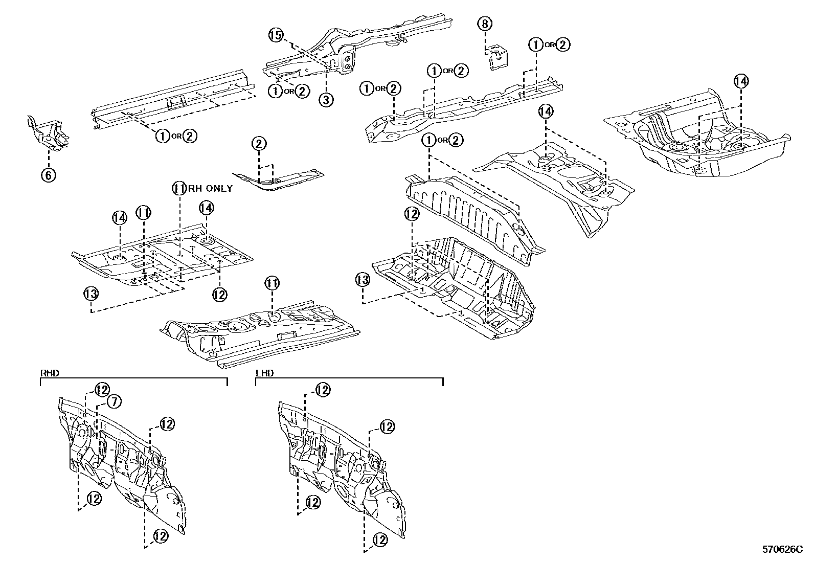 Toyota YARIS hole plug EPC diagram — 570626C