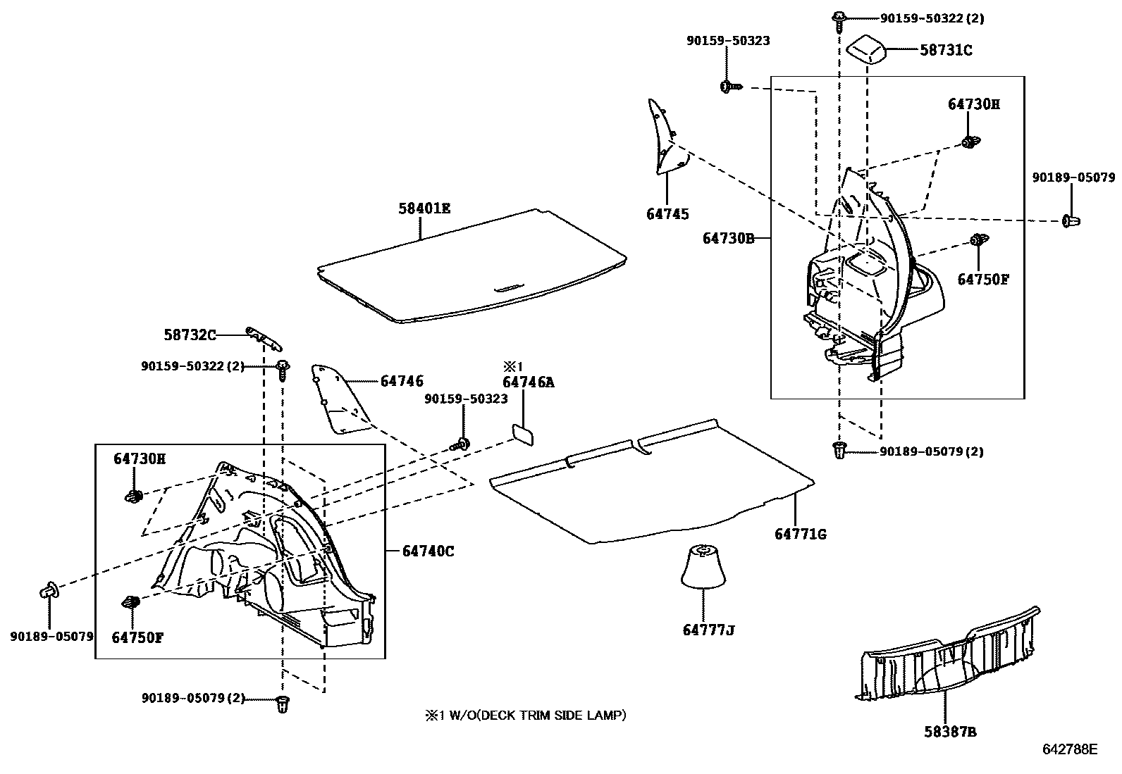 Toyota YARIS 底板和底板装饰罩 EPC diagram — 642788E