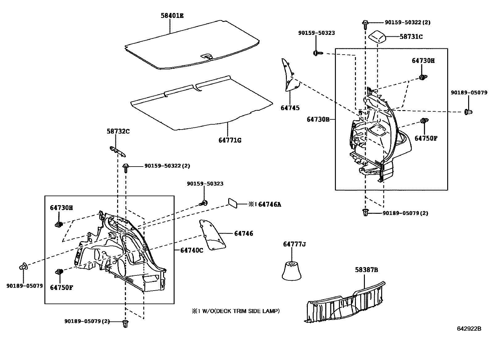 Toyota YARIS 底板和底板装饰罩 EPC diagram — 642922B