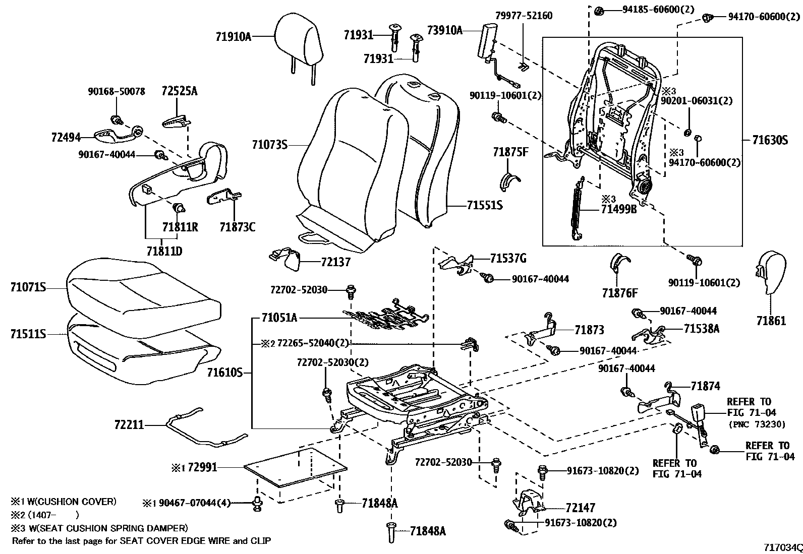 Toyota YARIS 前排座椅和座椅滑轨 EPC diagram — 717034Q