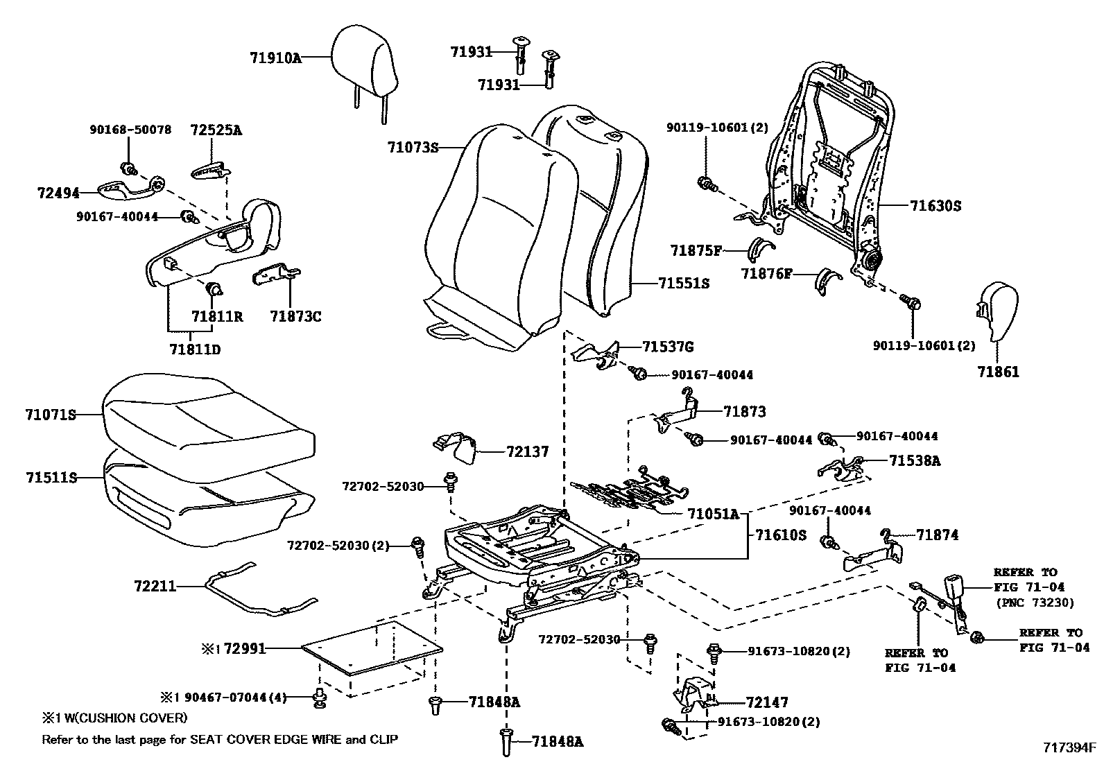 Toyota YARIS 前排座椅和座椅滑轨 EPC diagram — 717394F