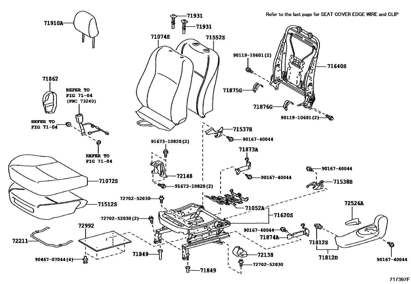 Toyota YARIS 前排座椅和座椅滑轨 EPC diagram — 717397F