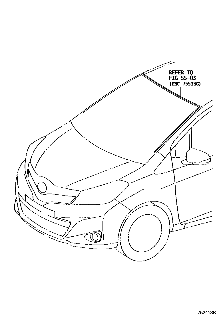 Toyota YARIS 前防护条 EPC diagram — 752413B