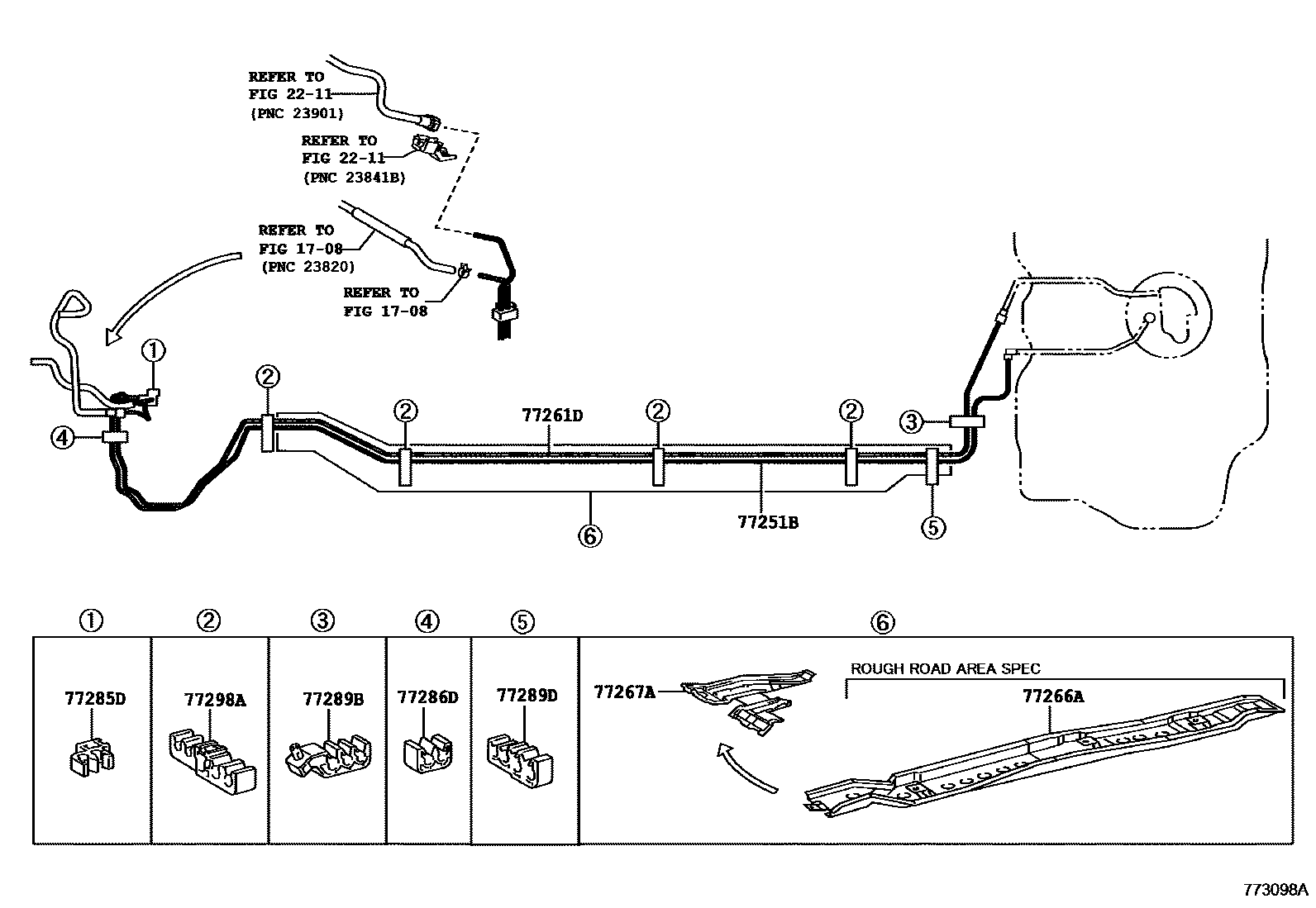 Toyota YARIS 燃油箱和燃油管 EPC diagram — 773098A