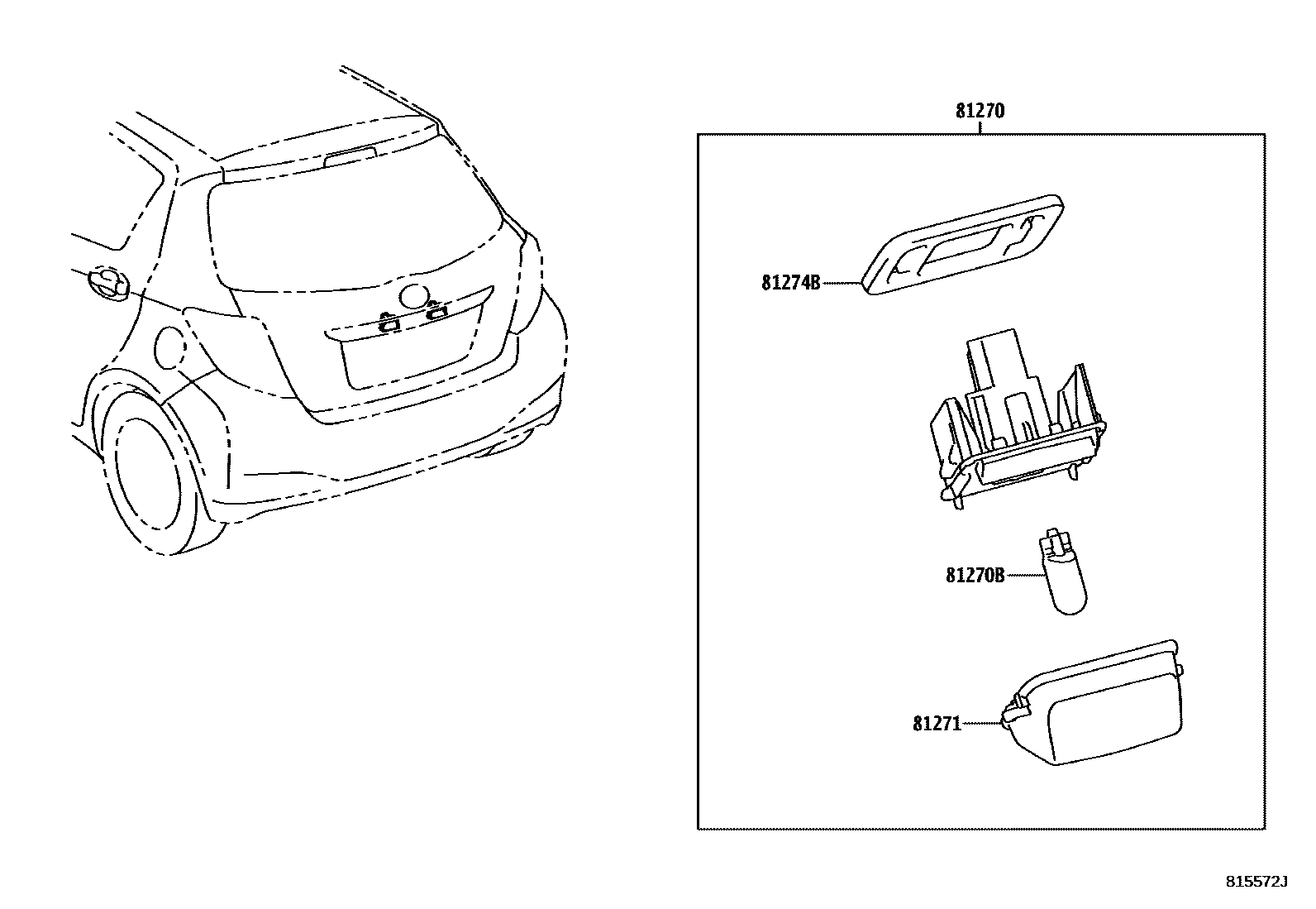 Toyota YARIS 后牌照灯 EPC diagram — 815572J