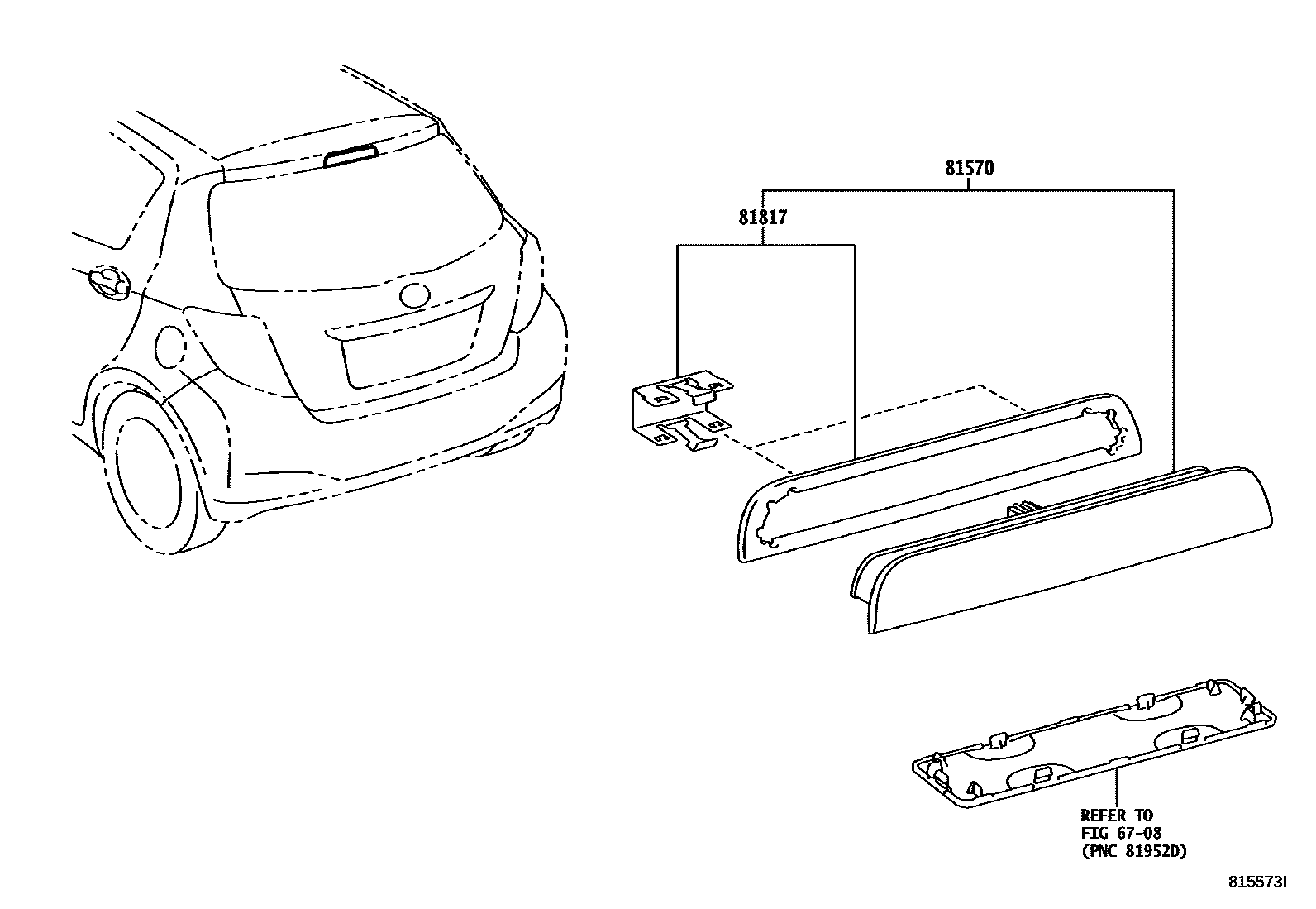 Toyota YARIS 高位刹车灯 EPC diagram — 815573I