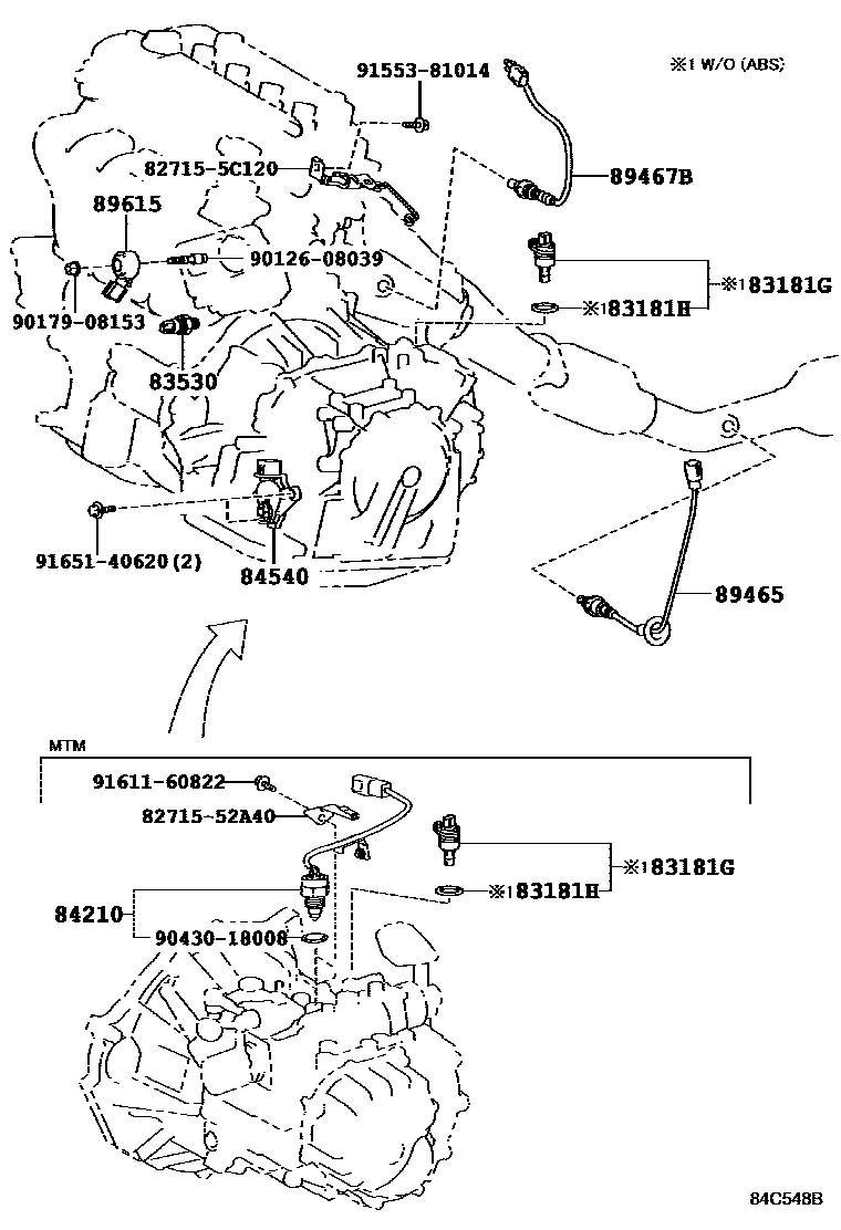 Toyota YARIS 开关和继电器和ECU EPC diagram — 84C548B