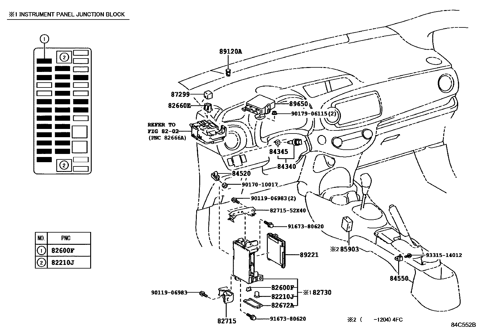 Toyota YARIS 开关和继电器和ECU EPC diagram — 84C552B