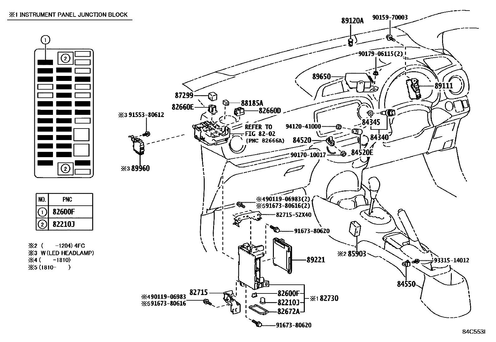 Toyota YARIS 开关和继电器和ECU EPC diagram — 84C553I