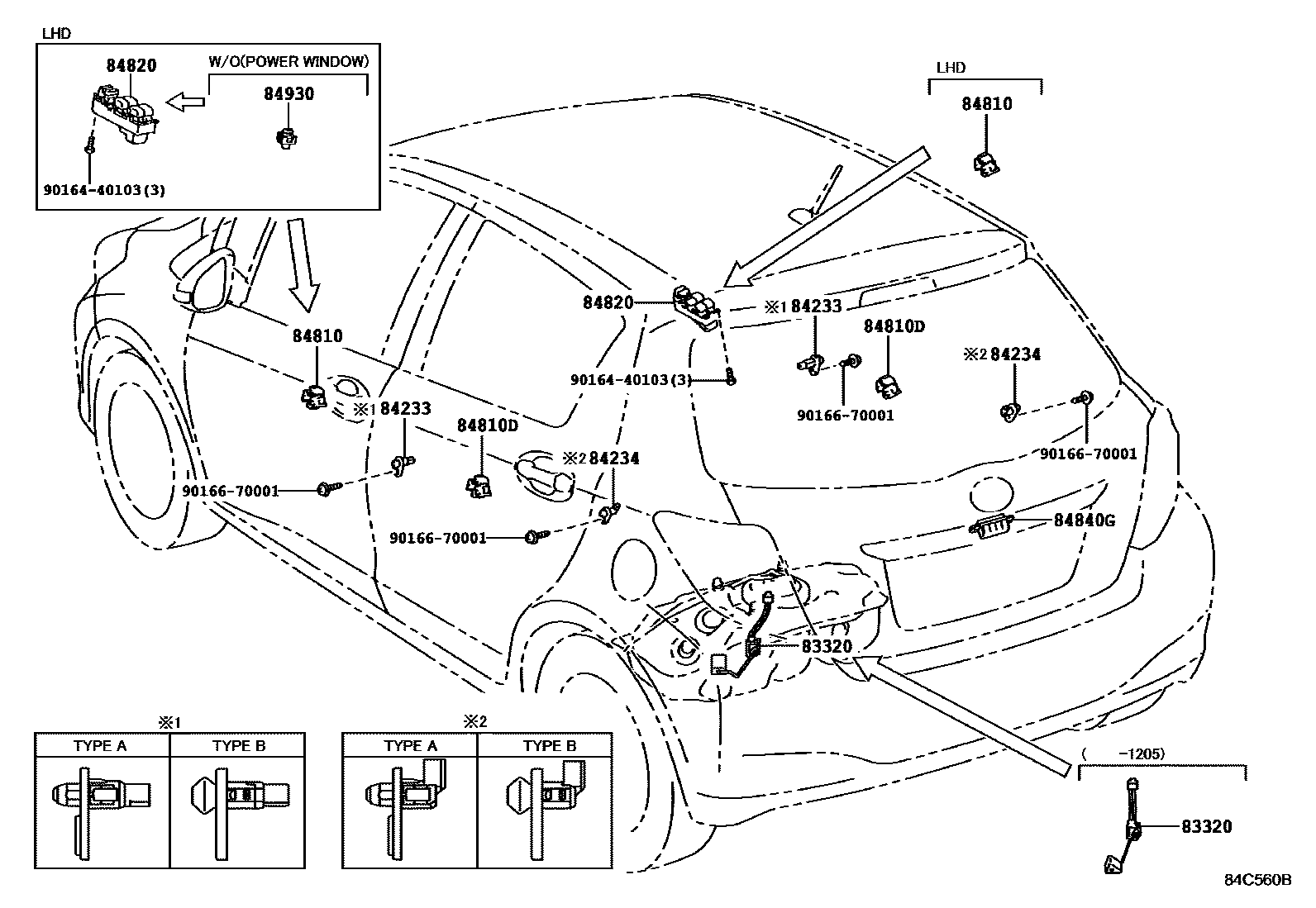 Toyota YARIS 开关和继电器和ECU EPC diagram — 84C560B