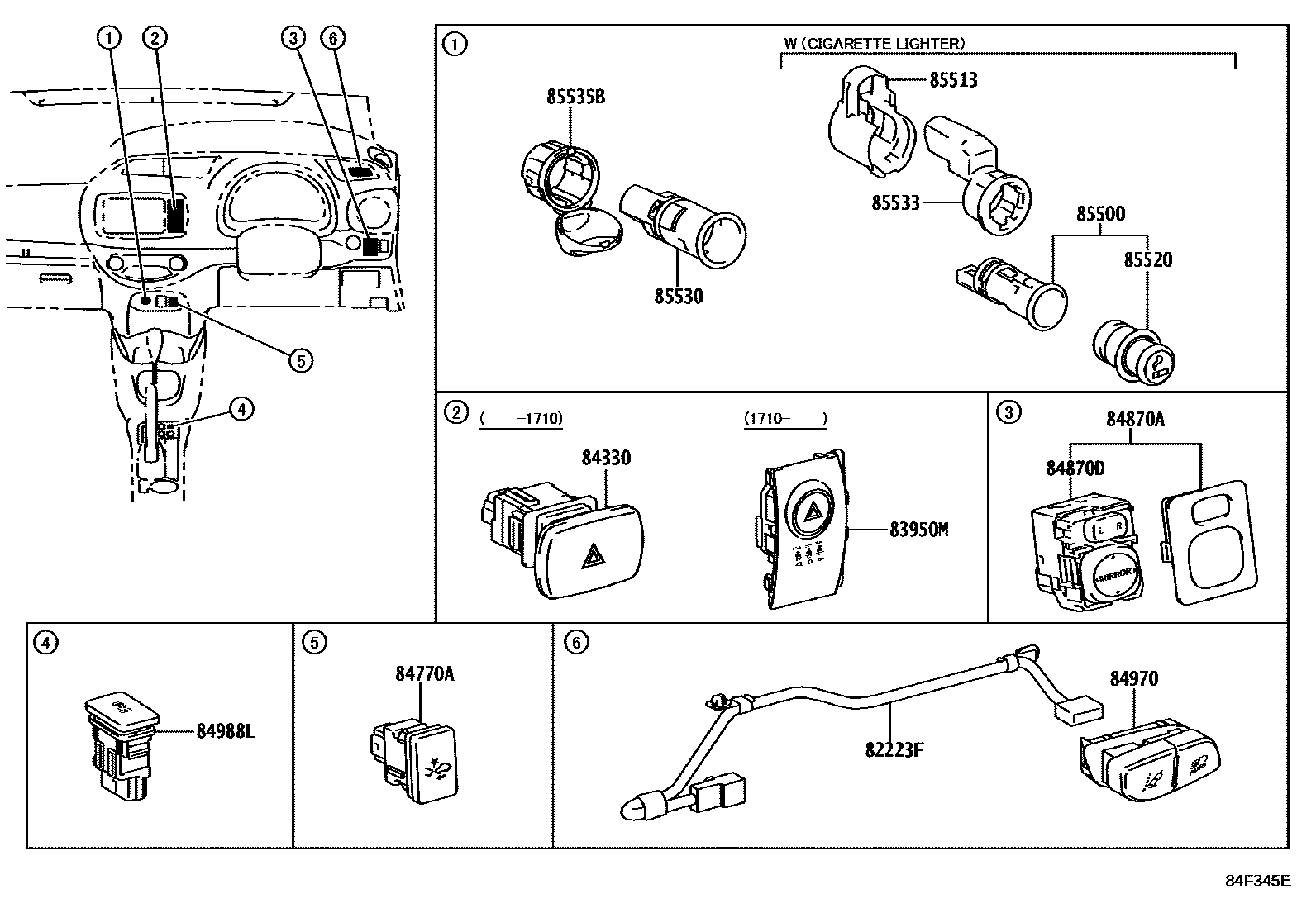 Toyota YARIS 开关和继电器和ECU EPC diagram — 84F345E