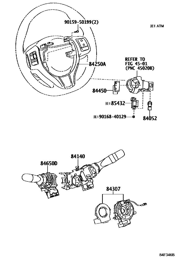 Toyota YARIS 开关和继电器和ECU EPC diagram — 84F346B