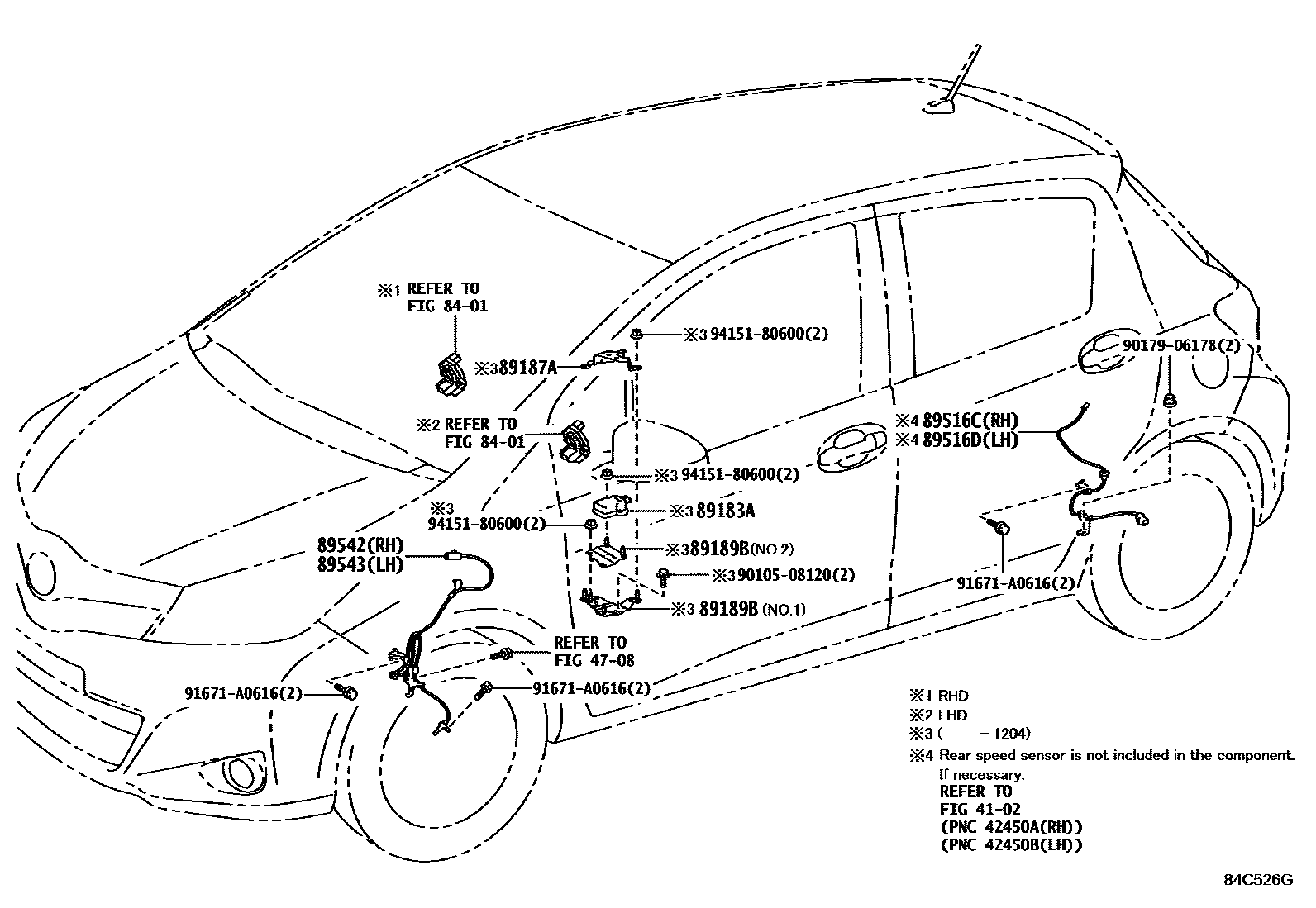 Toyota YARIS ABS 和 VSC EPC diagram — 84C526G