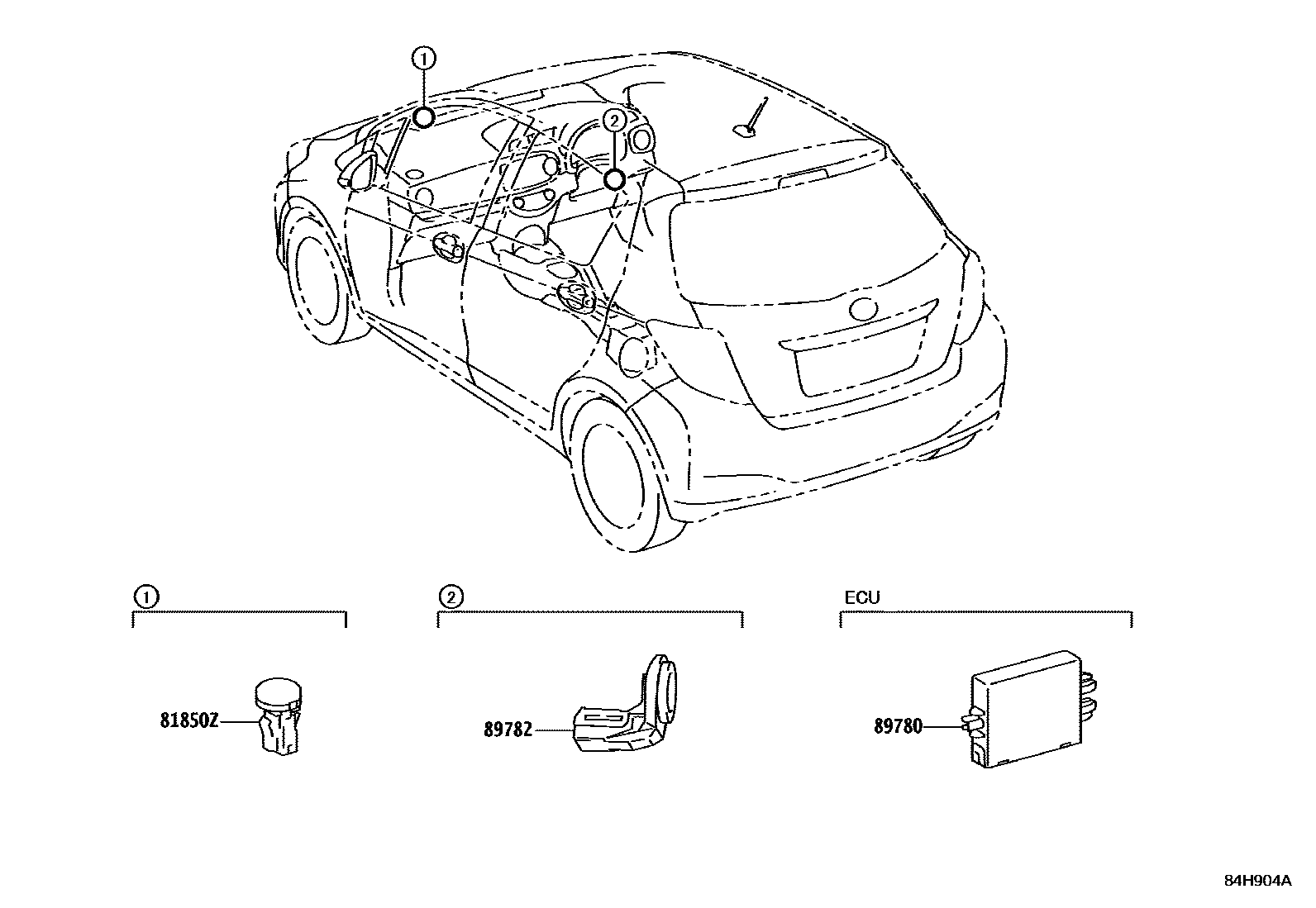 Toyota YARIS 防盗装置 EPC diagram — 84H904A