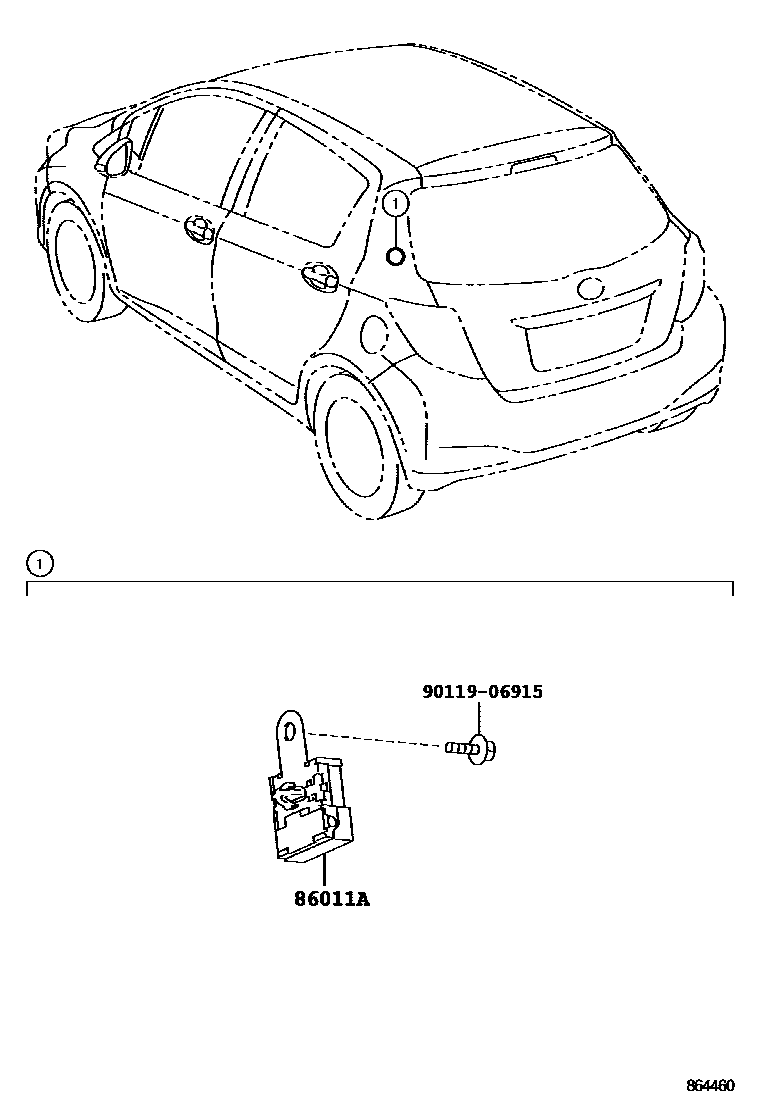Toyota YARIS 收音机、放大器和冷凝器 EPC diagram — 864460