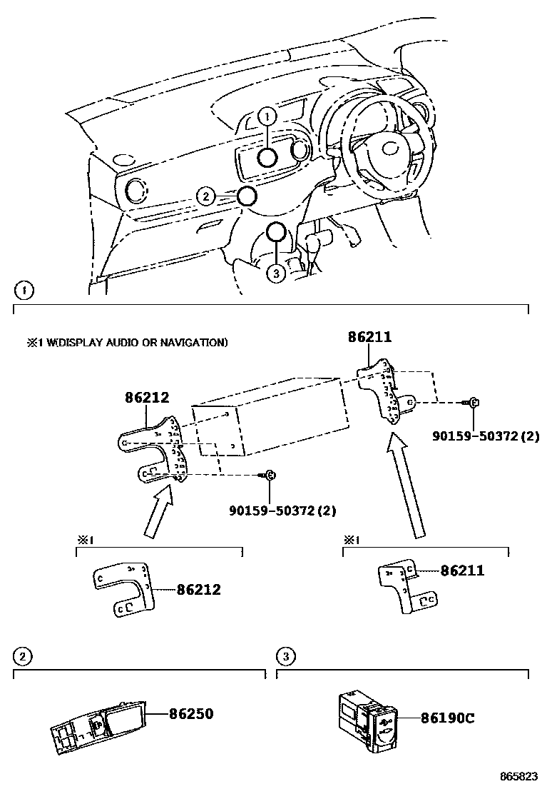 Toyota YARIS 收音机、放大器和冷凝器 EPC diagram — 865823