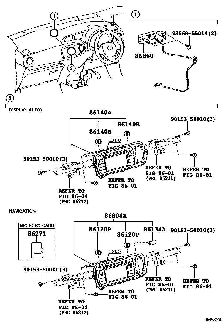 Toyota YARIS 导航和前监视器显示屏 EPC diagram — 865824