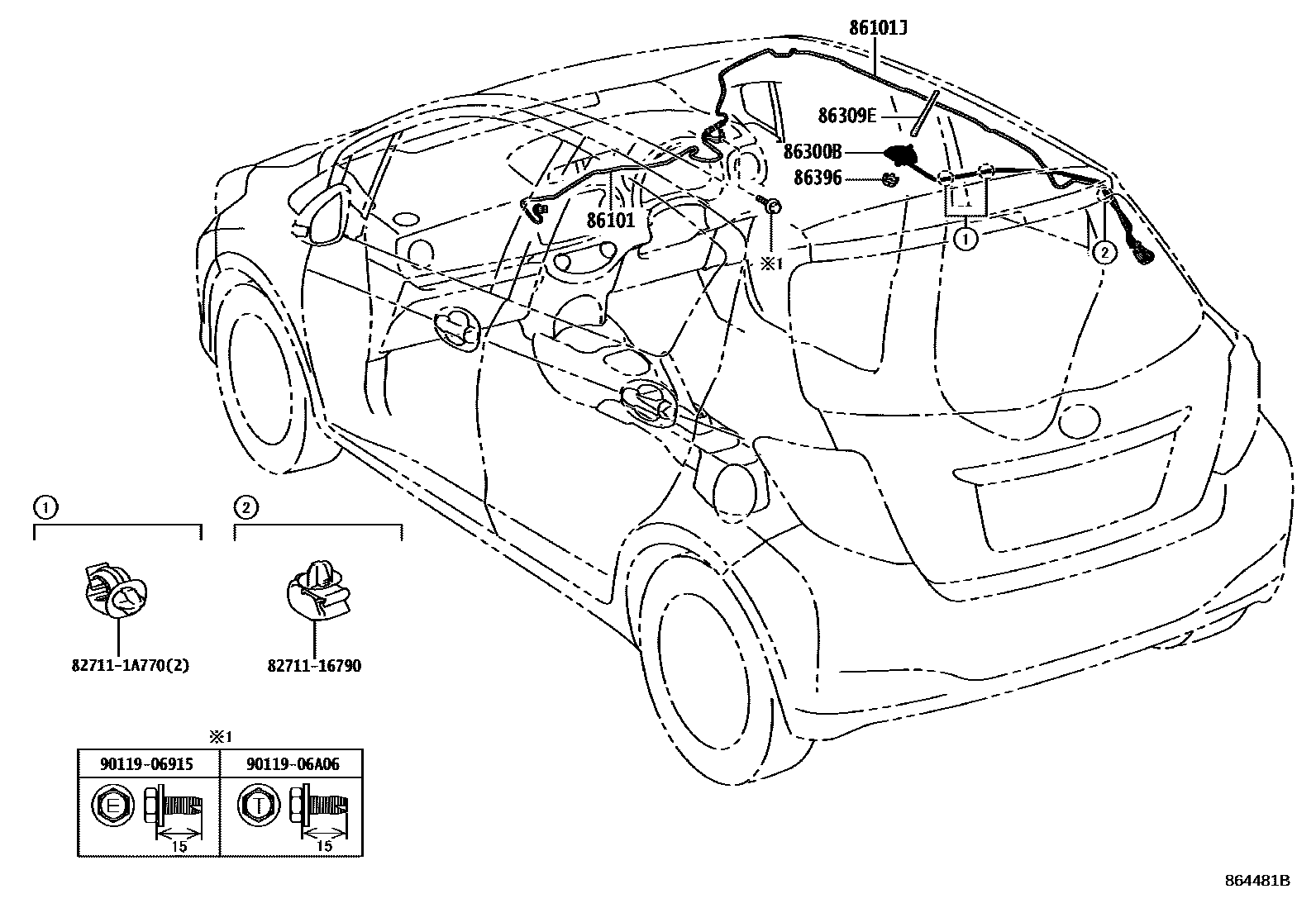 Toyota YARIS antenna EPC diagram — 864481B