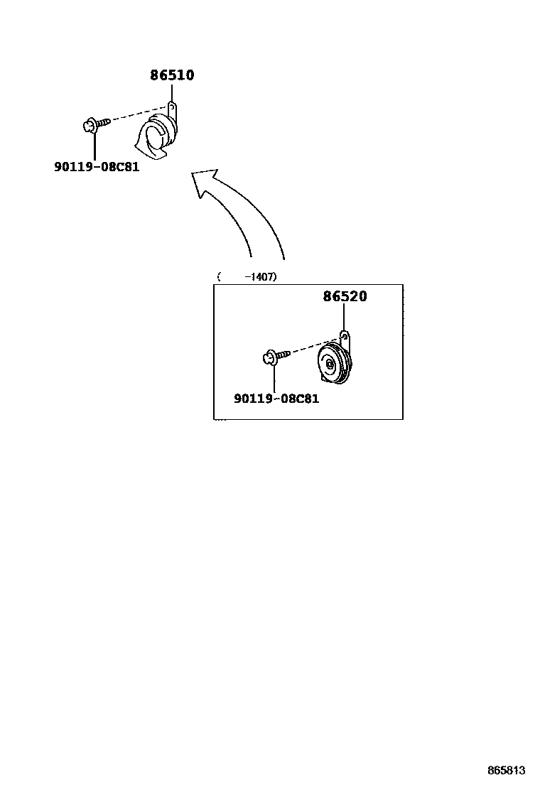 Toyota YARIS 喇叭 EPC diagram — 865813