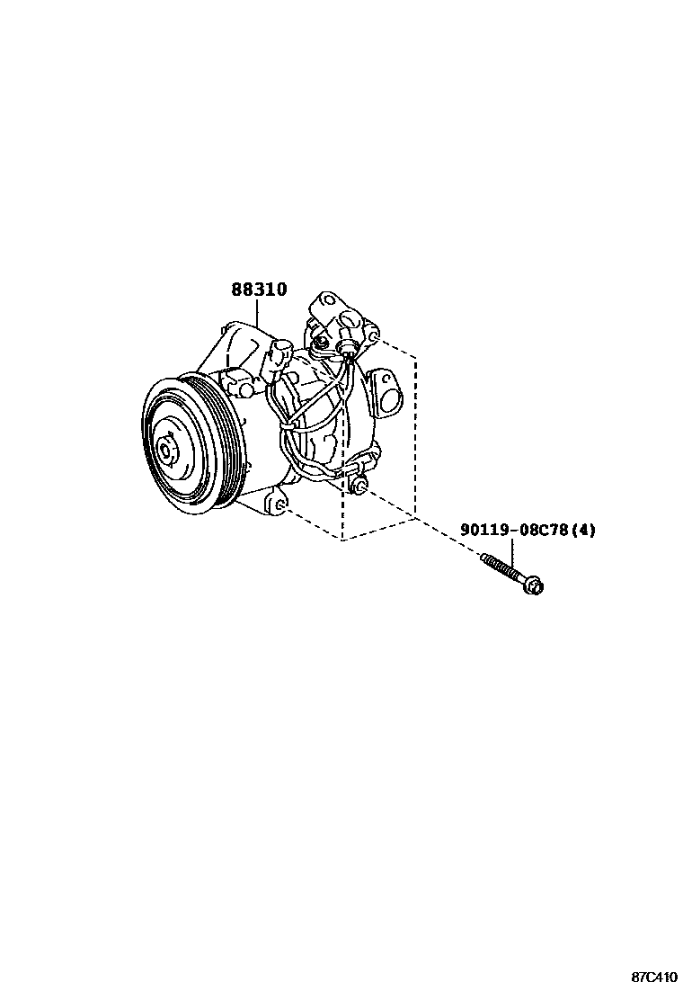 Toyota YARIS Heating & Air Conditioning - Compressor EPC diagram — 87C410