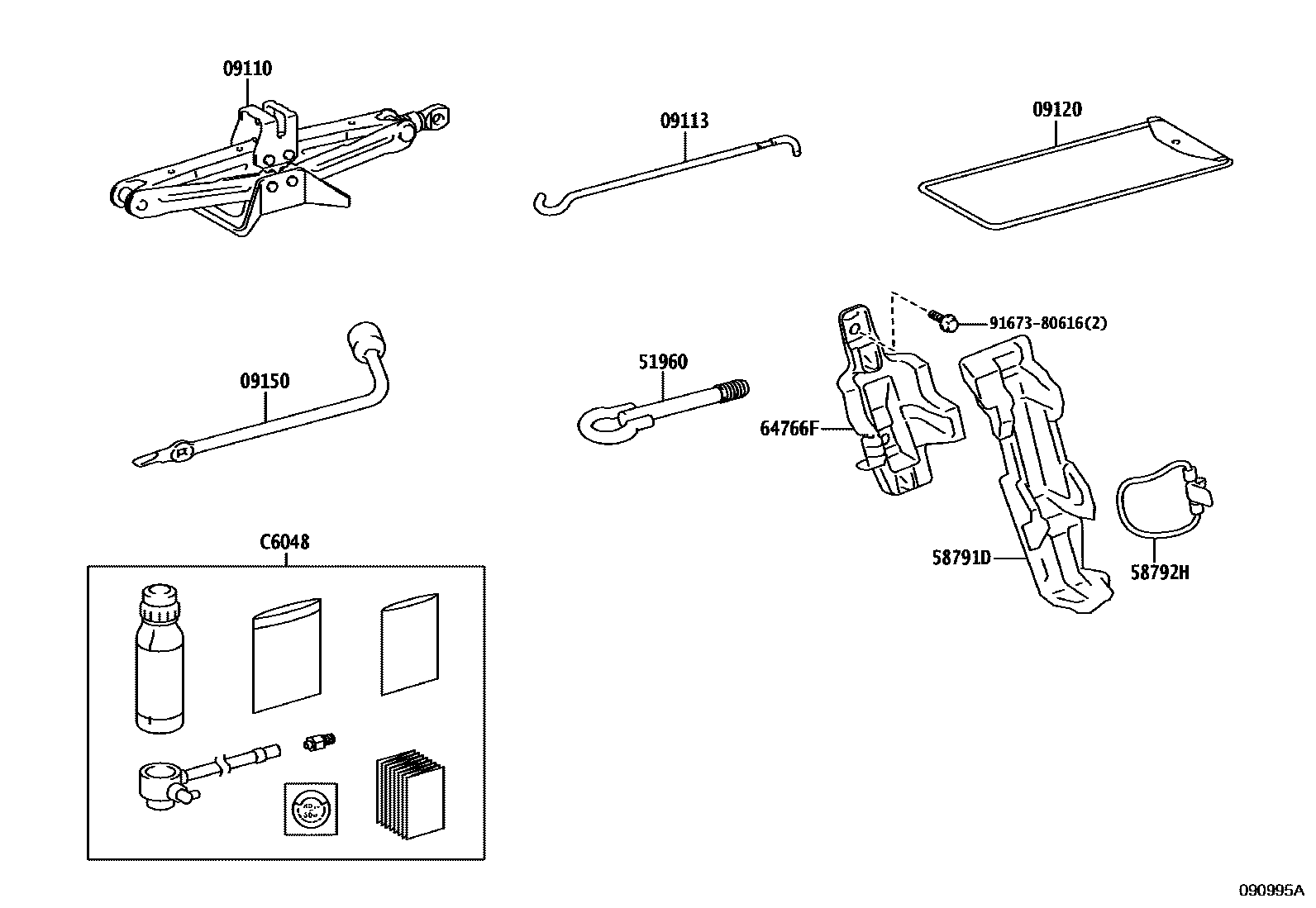 Toyota YARIS Standard Tools EPC diagram — 090995A