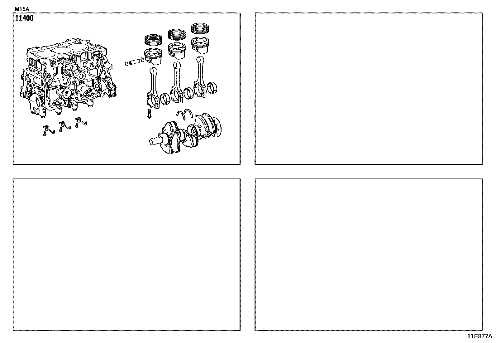 Toyota YARIS Short Block Assembly EPC diagram — 11E877A