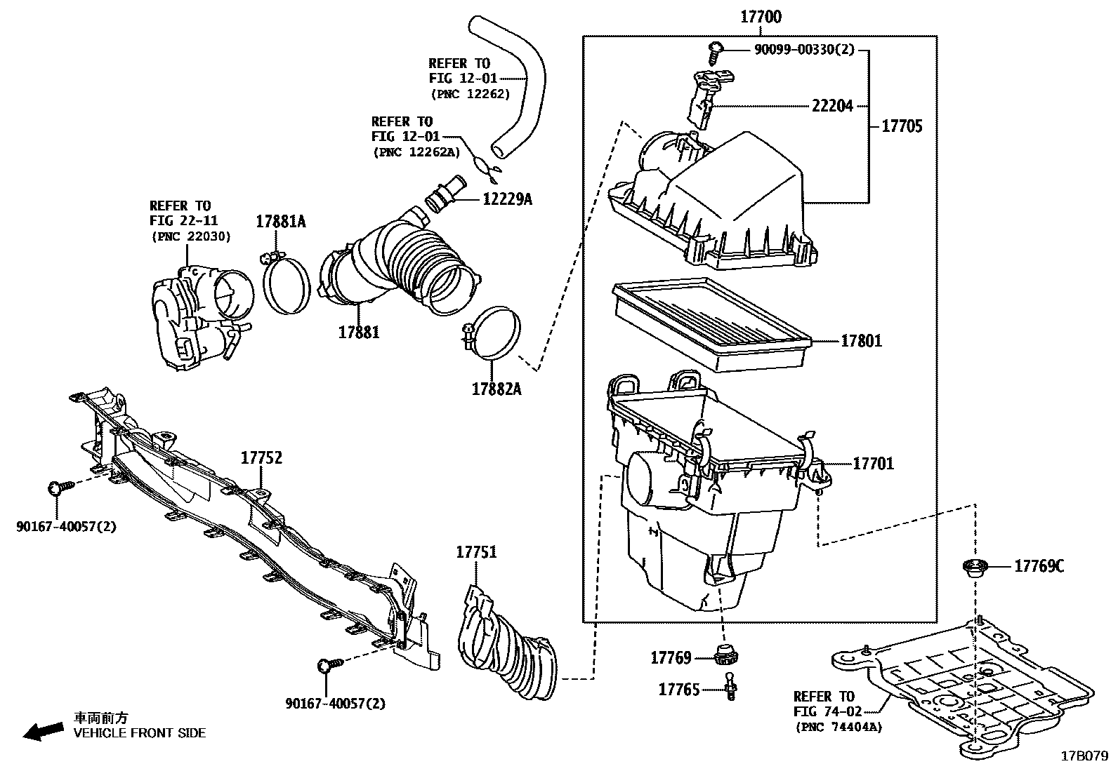 Toyota YARIS Air Cleaner EPC diagram — 17B079