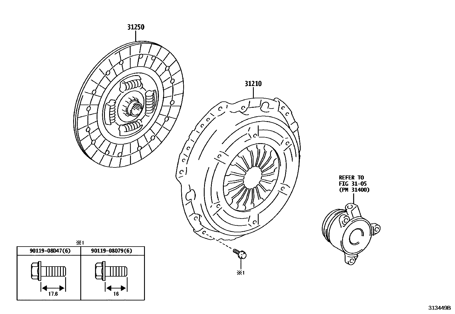 Toyota YARIS 离合器和分离叉 EPC diagram — 313449B