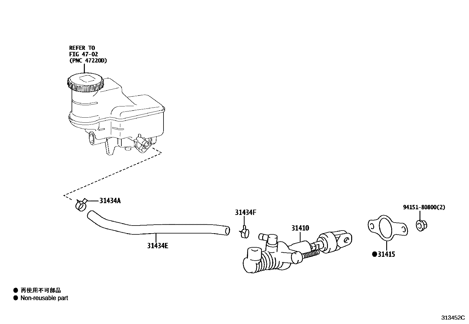 Toyota YARIS 离合器总泵 EPC diagram — 313452C