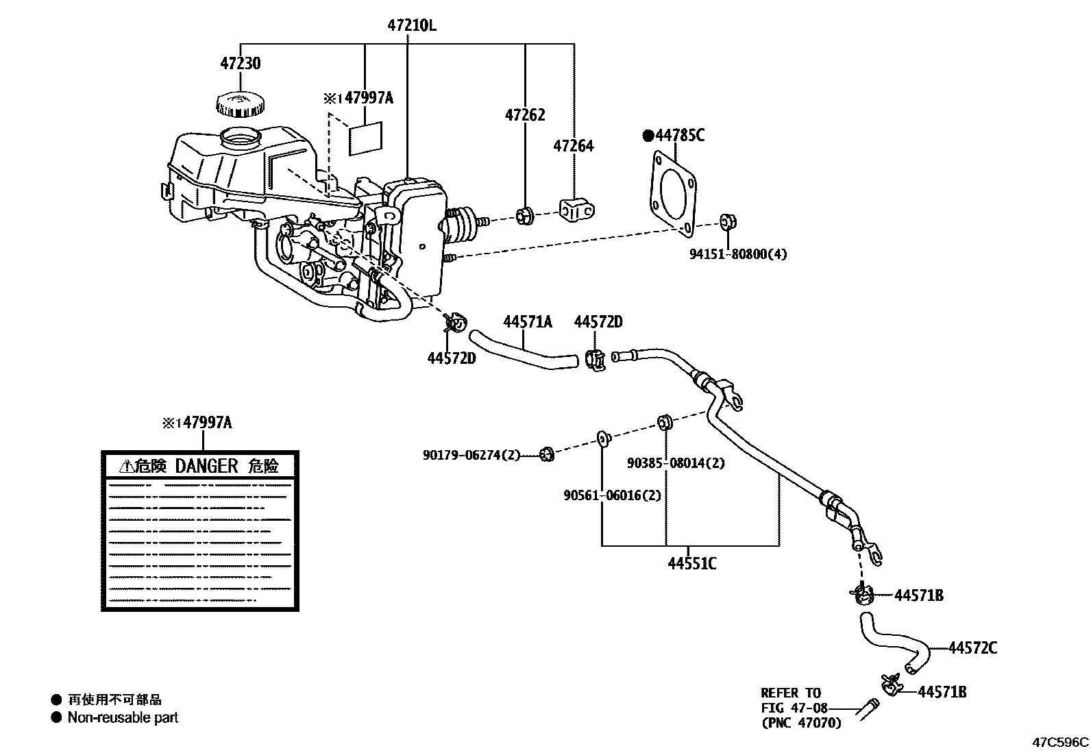Toyota YARIS 制动总泵 EPC diagram — 47C596C