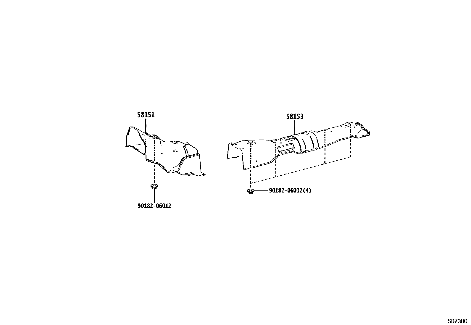 Toyota YARIS 地板隔热垫 EPC diagram — 587380