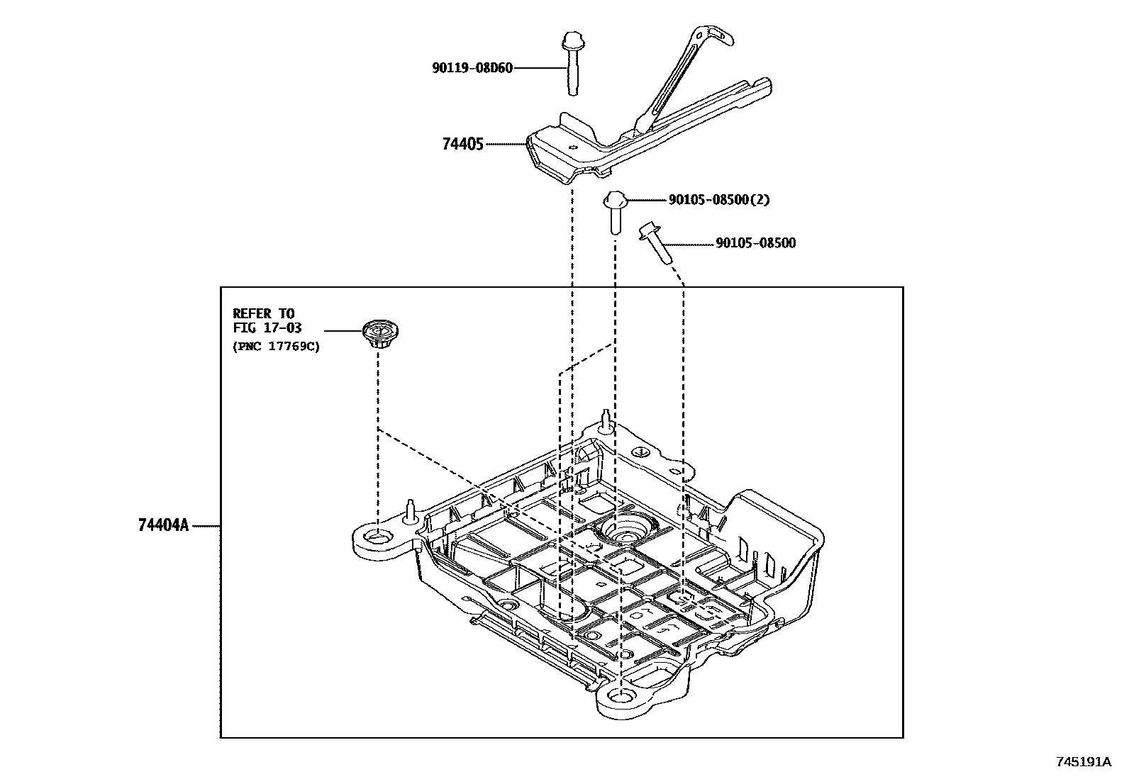Toyota YARIS battery holder EPC diagram — 745191A