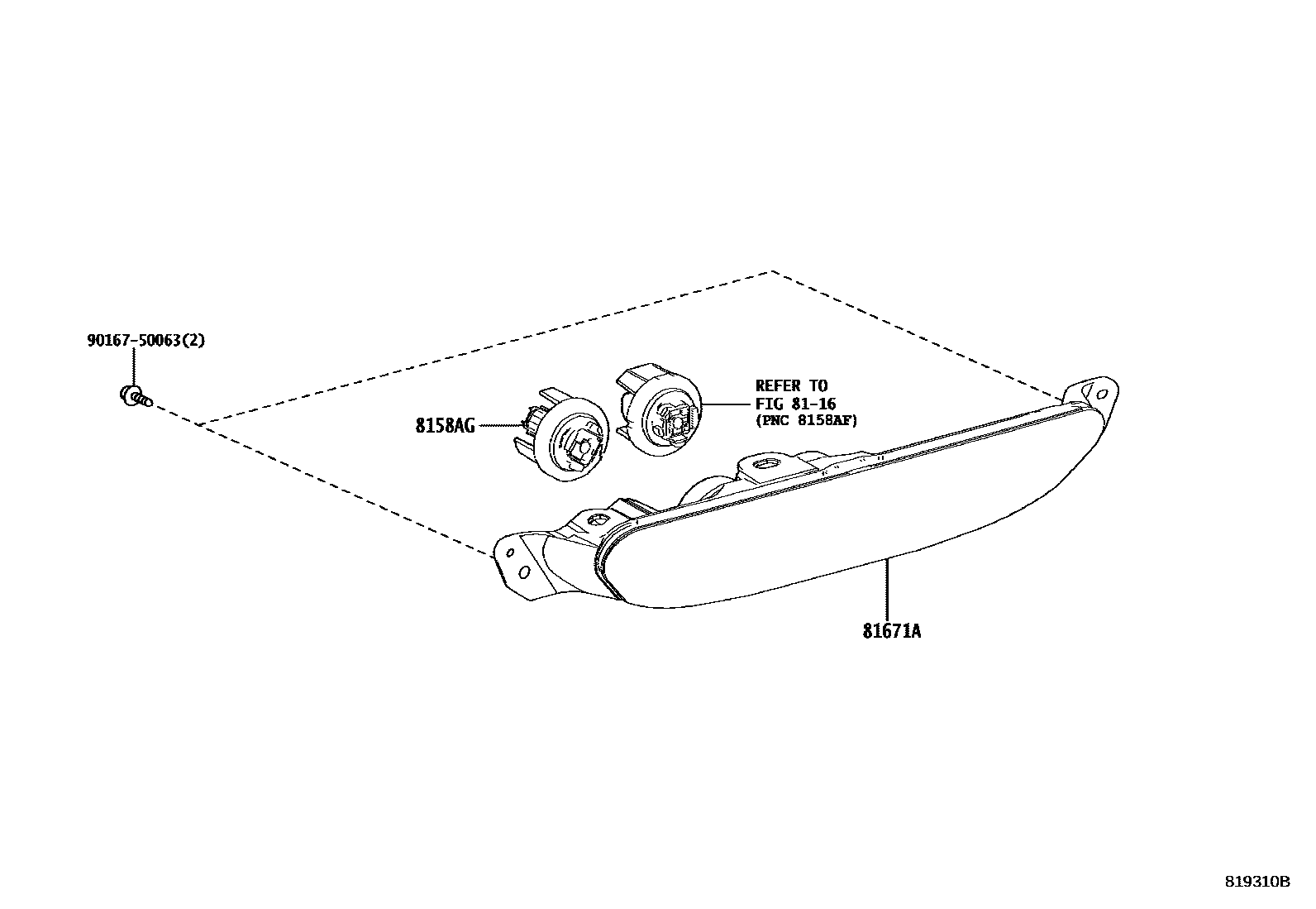 Toyota YARIS 倒车灯 EPC diagram — 819310B