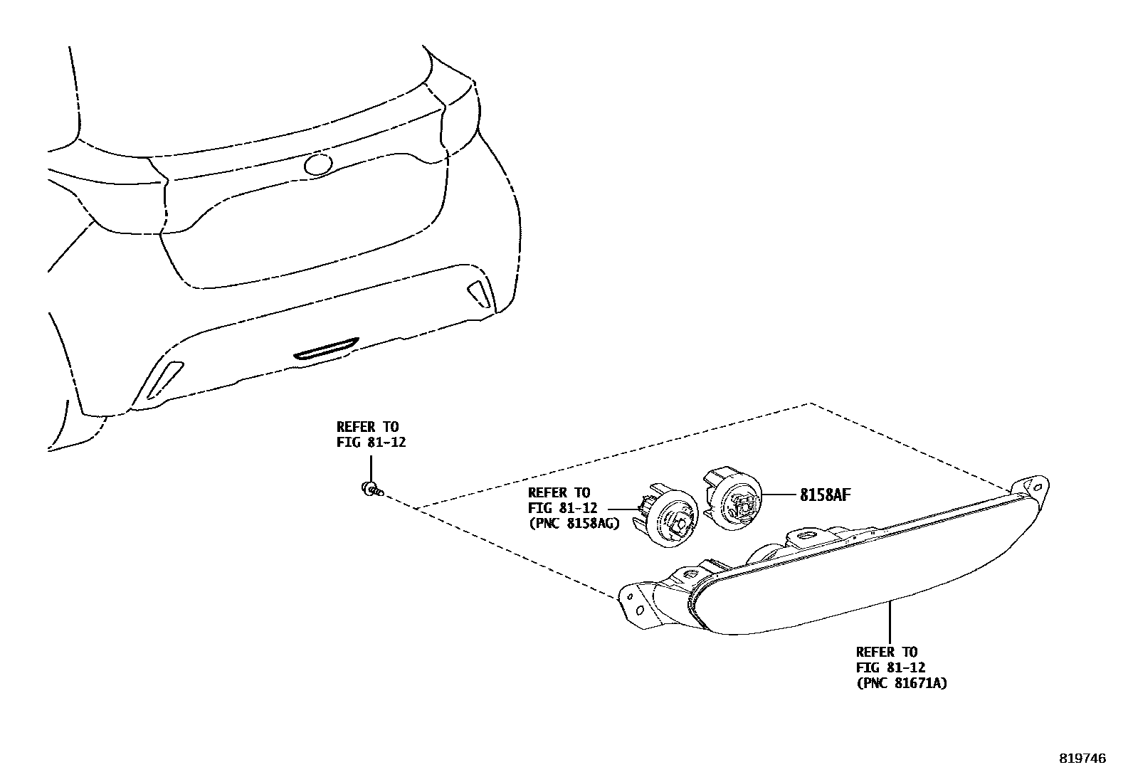 Toyota YARIS 后雾灯 EPC diagram — 819746