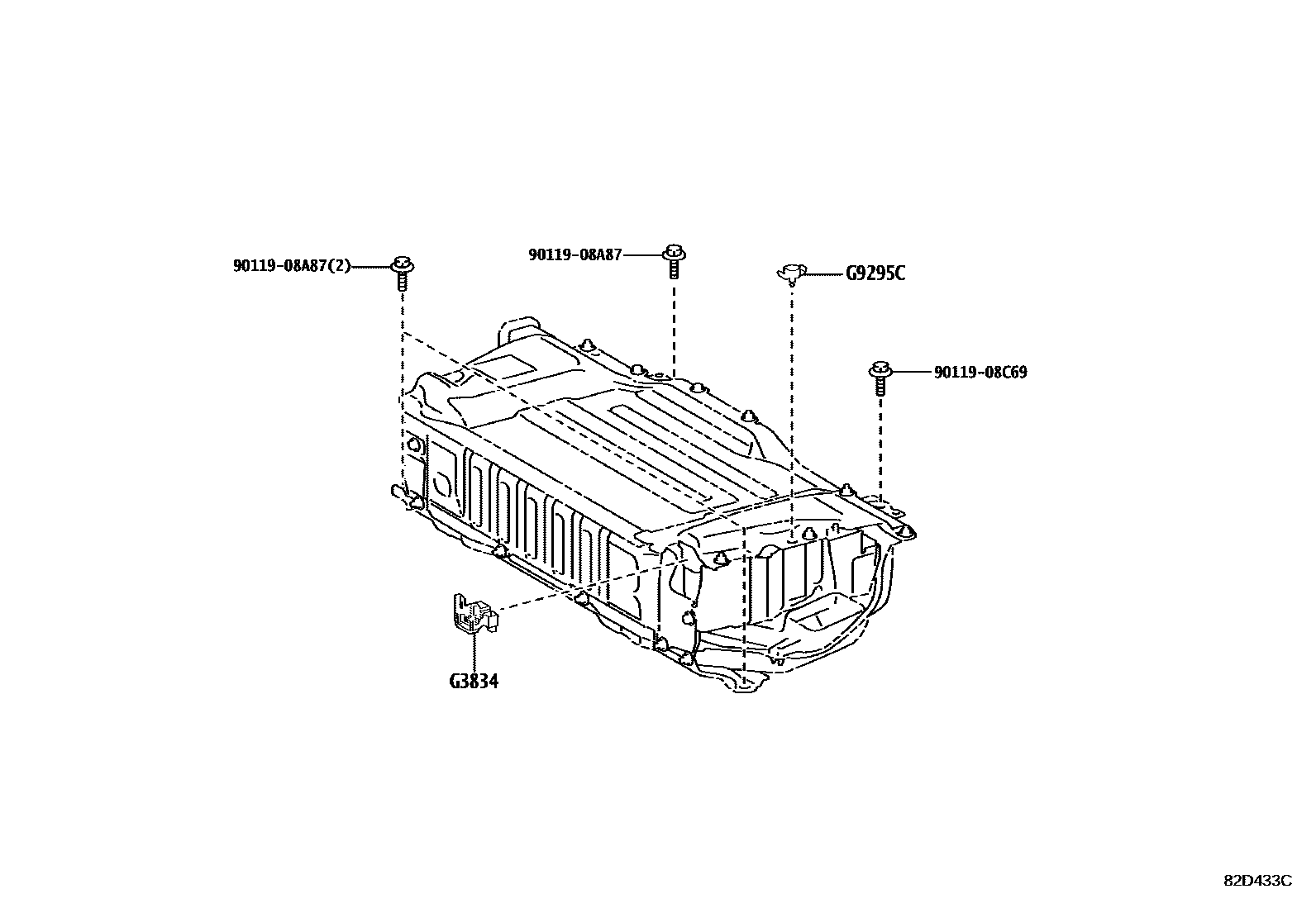 Toyota YARIS 蓄电池和蓄电池电缆 EPC diagram — 82D433C