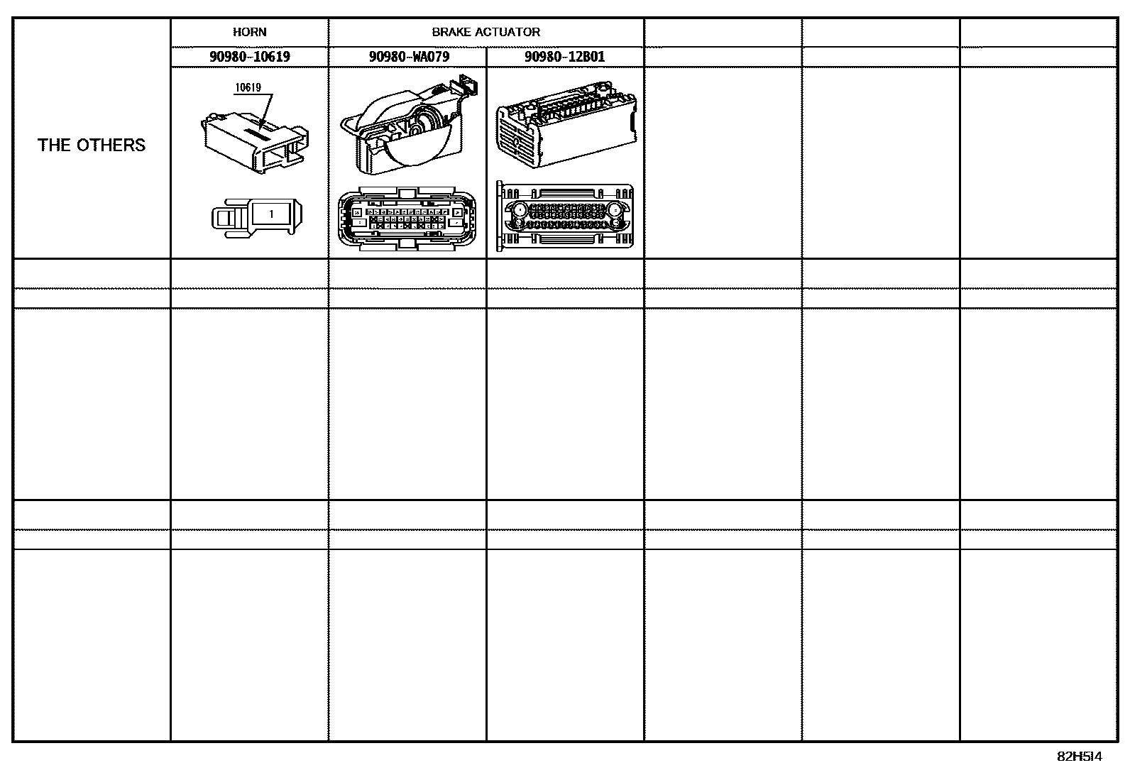 Toyota YARIS 线束和卡夹 EPC diagram — 82H5I4