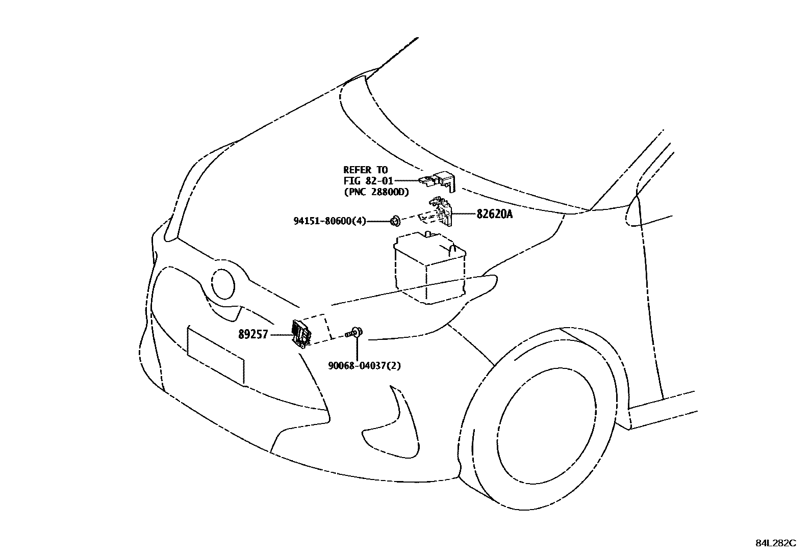 Toyota YARIS 开关和继电器和ECU EPC diagram — 84L282C