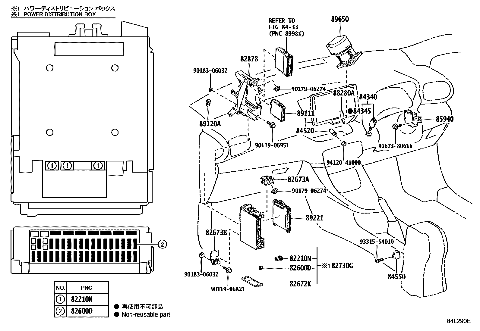 Toyota YARIS 开关和继电器和ECU EPC diagram — 84L290E