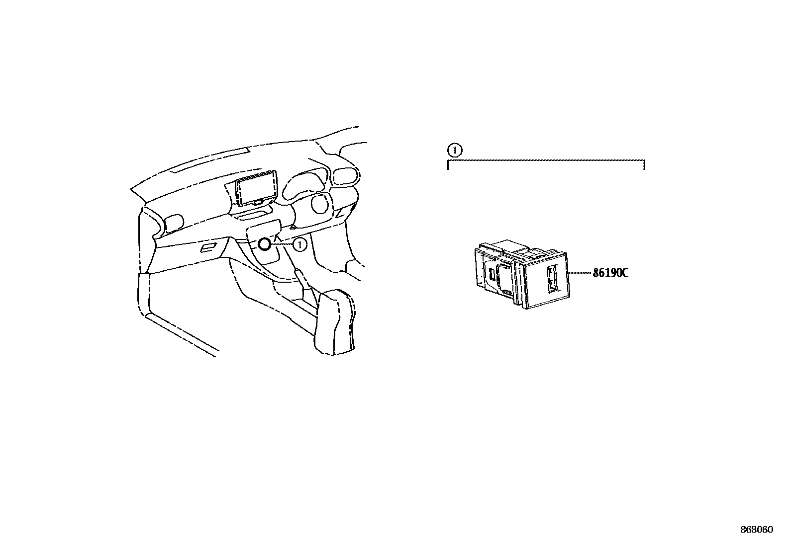 Toyota YARIS 收音机、放大器和冷凝器 EPC diagram — 868060
