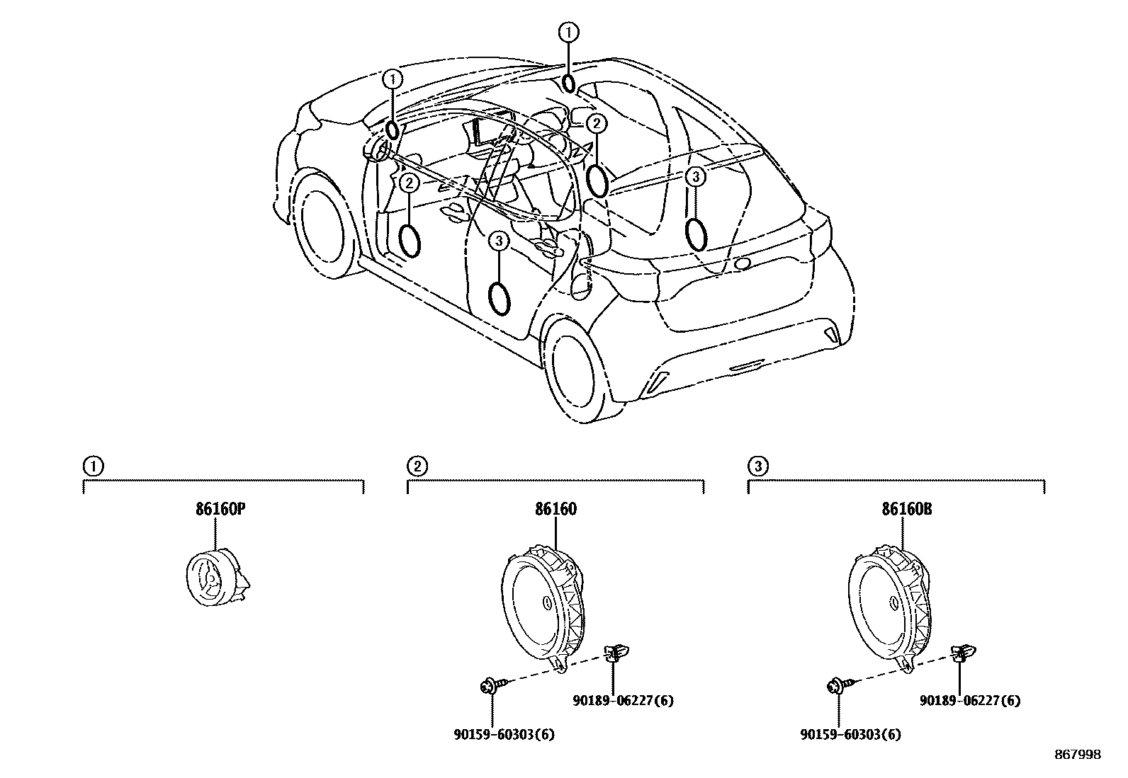 Toyota YARIS 扬声器 EPC diagram — 867998