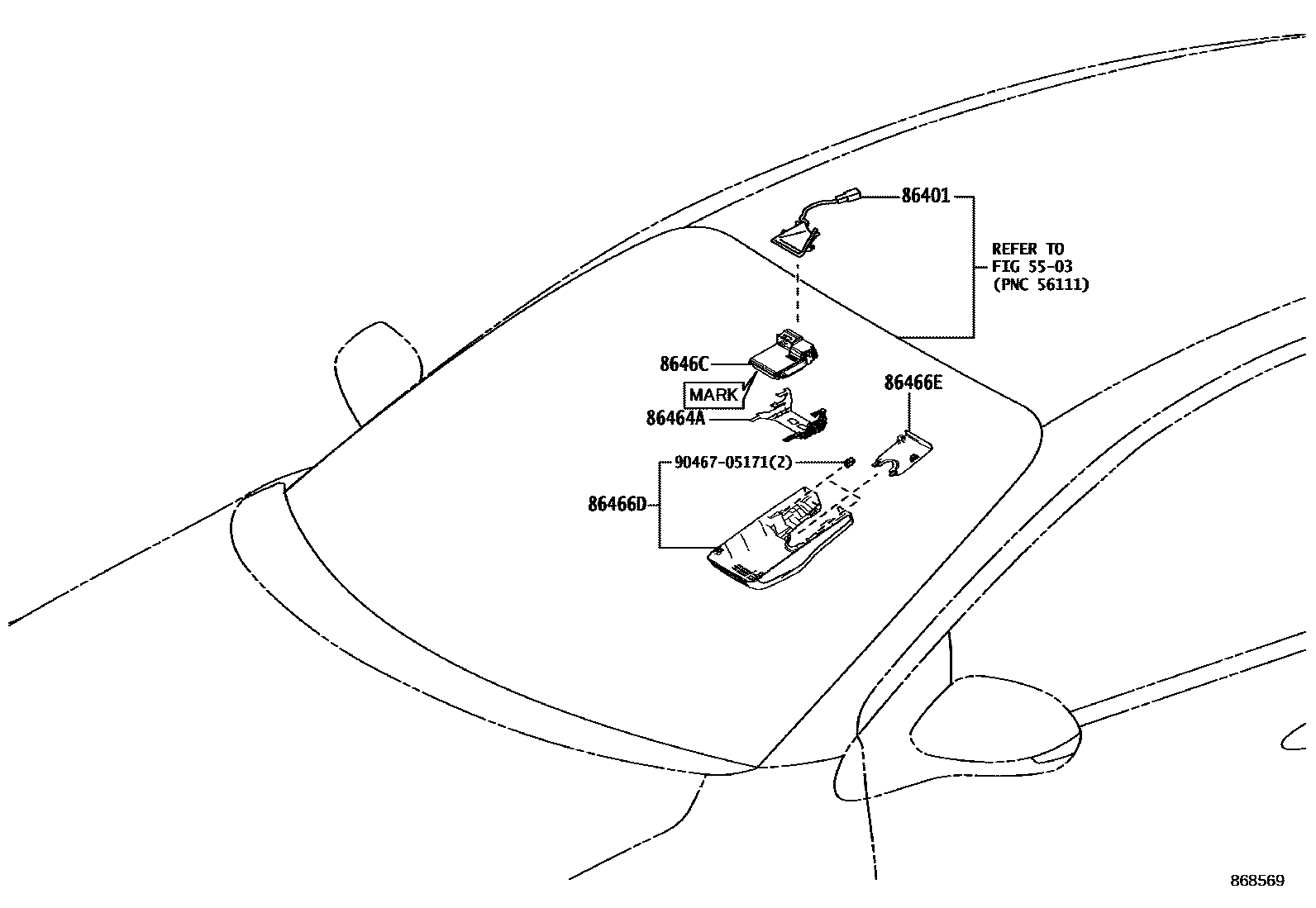 Toyota YARIS 预碰撞安全系统 EPC diagram — 868569