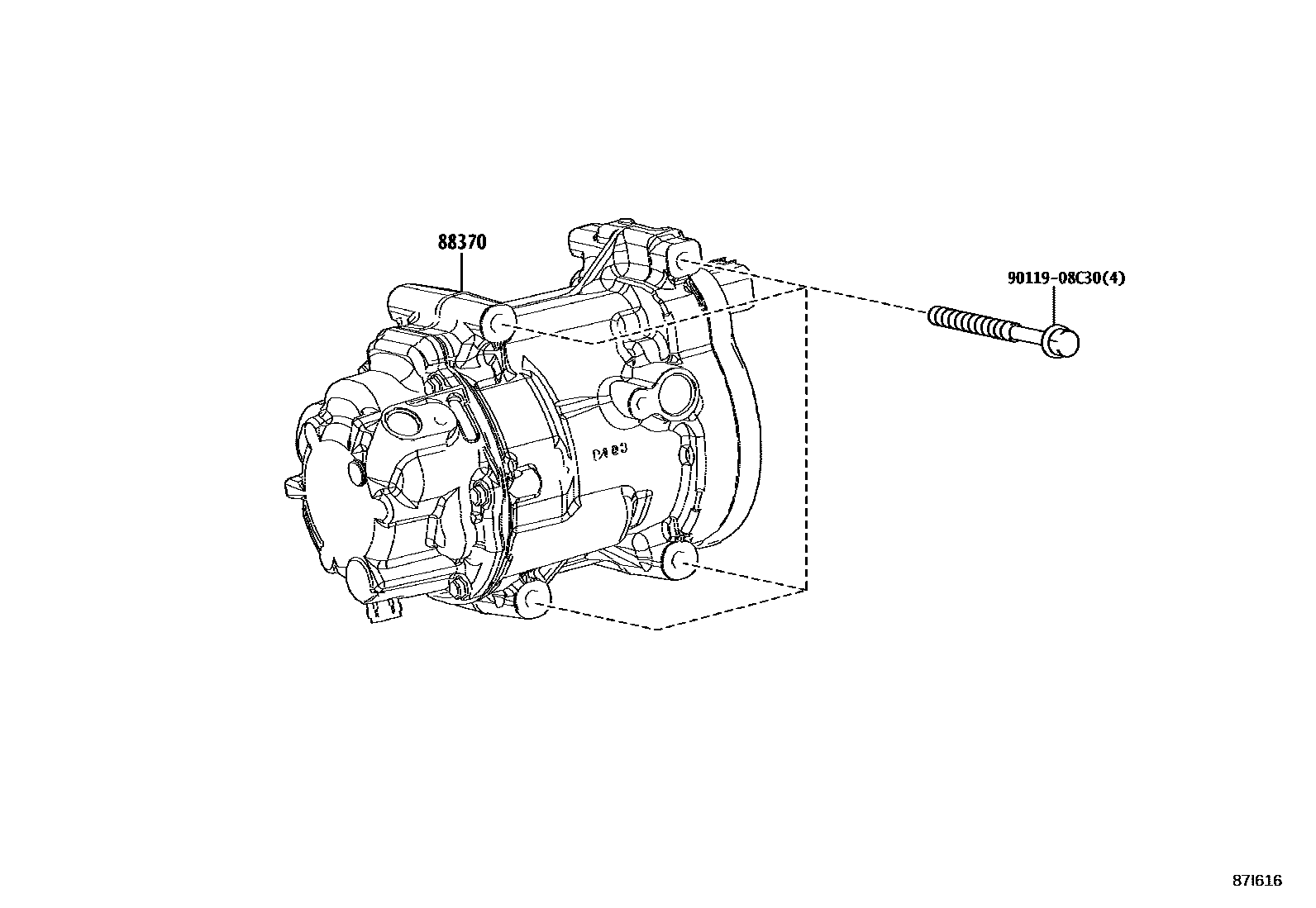 Toyota YARIS Heating & Air Conditioning - Compressor EPC diagram — 87I616