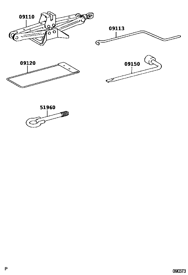 Toyota YARIS Standard Tools EPC diagram — 090373