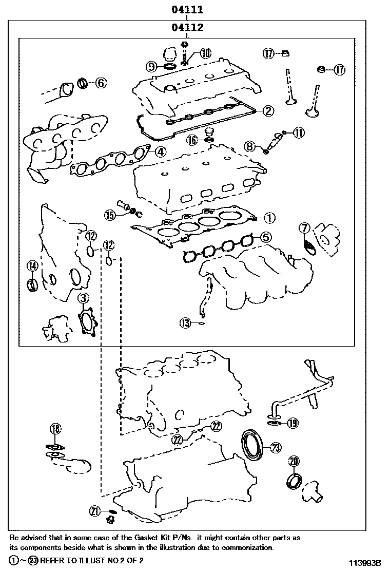 Toyota YARIS Engine Overhaul Gasket Kit EPC diagram — 113993B