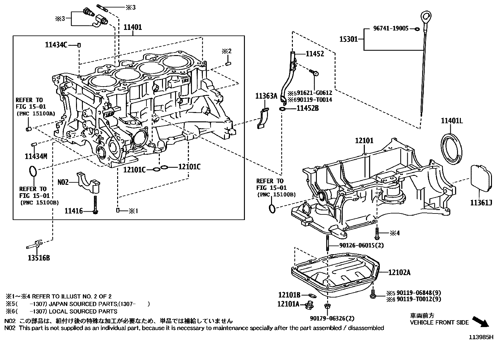 Toyota YARIS Cylinder Block EPC diagram — 113985H