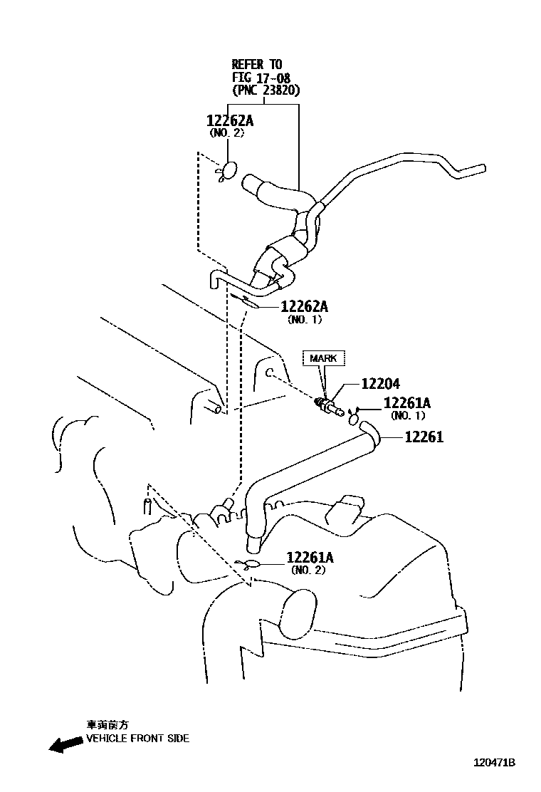 Toyota YARIS Ventilation Hose EPC diagram — 120471B