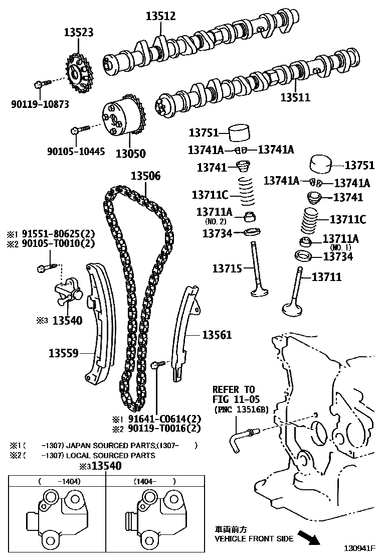 Toyota YARIS Camshaft & Valve EPC diagram — 130941F